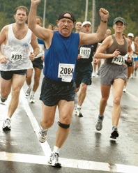 Heart failure patient Bob Goodman running a marathon